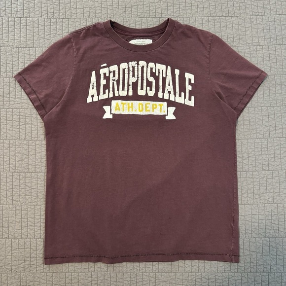 Y2K Aeropostale T Shirt Men XL Burgundy Red 00s Surfer Single Stitch Graphic Tee - Picture 1 of 11
